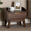Allora Mid-Century 1-Drawer Wood Nightstand in Walnut Brown