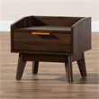 Allora Mid-Century 1-Drawer Wood Nightstand in Walnut Brown
