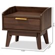 Allora Mid-Century 1-Drawer Wood Nightstand in Walnut Brown