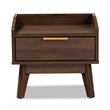 Allora Mid-Century 1-Drawer Wood Nightstand in Walnut Brown