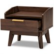 Allora Mid-Century 1-Drawer Wood Nightstand in Walnut Brown