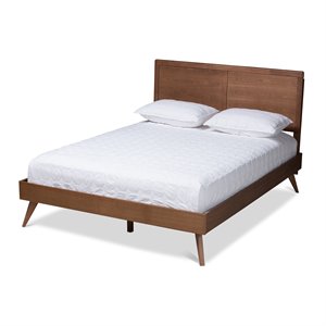 allora mid-century wood platform bed - w brown
