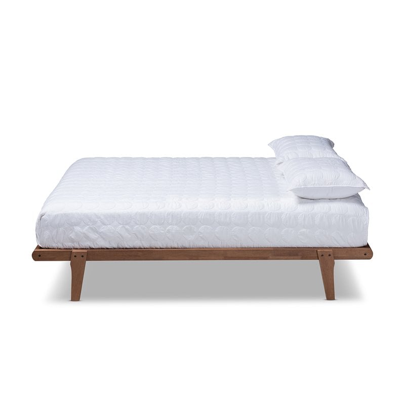 Allora Mid-Century Wood Full Platform Bed in Walnut Brown