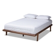 Allora Mid-Century Solid Rubberwood and LTL Queen Platform Bed in Walnut Brown