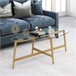 Allora Mid-Century Metal and Glass Coffee Table in Brass
