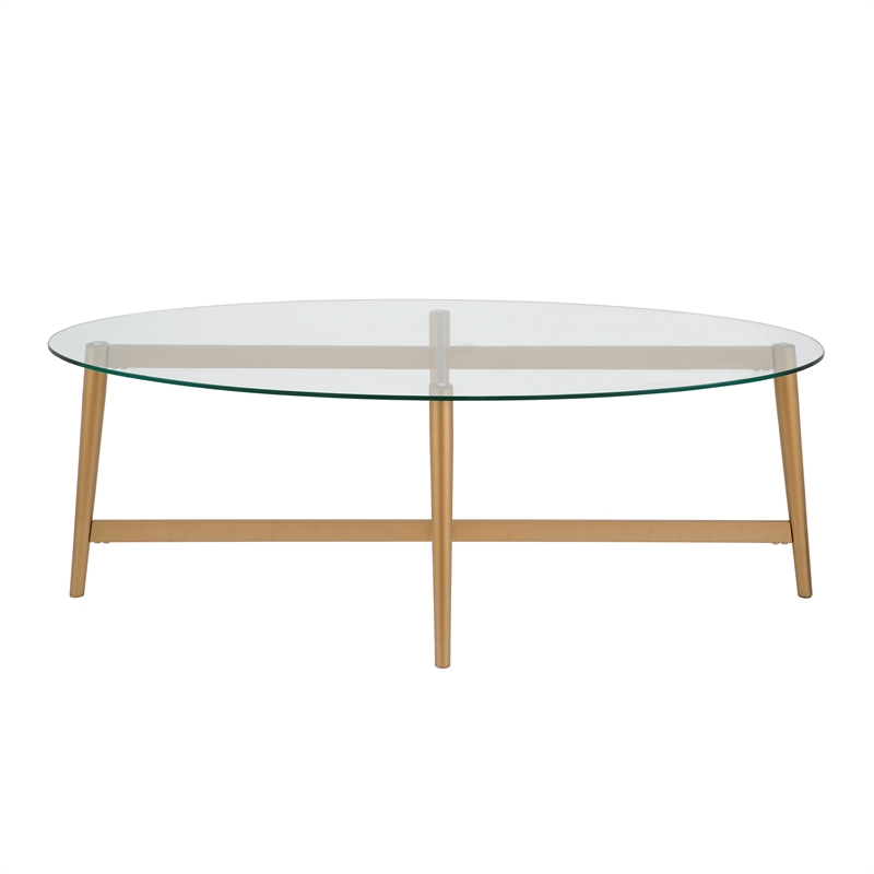 Allora Mid-Century Metal and Glass Coffee Table in Brass