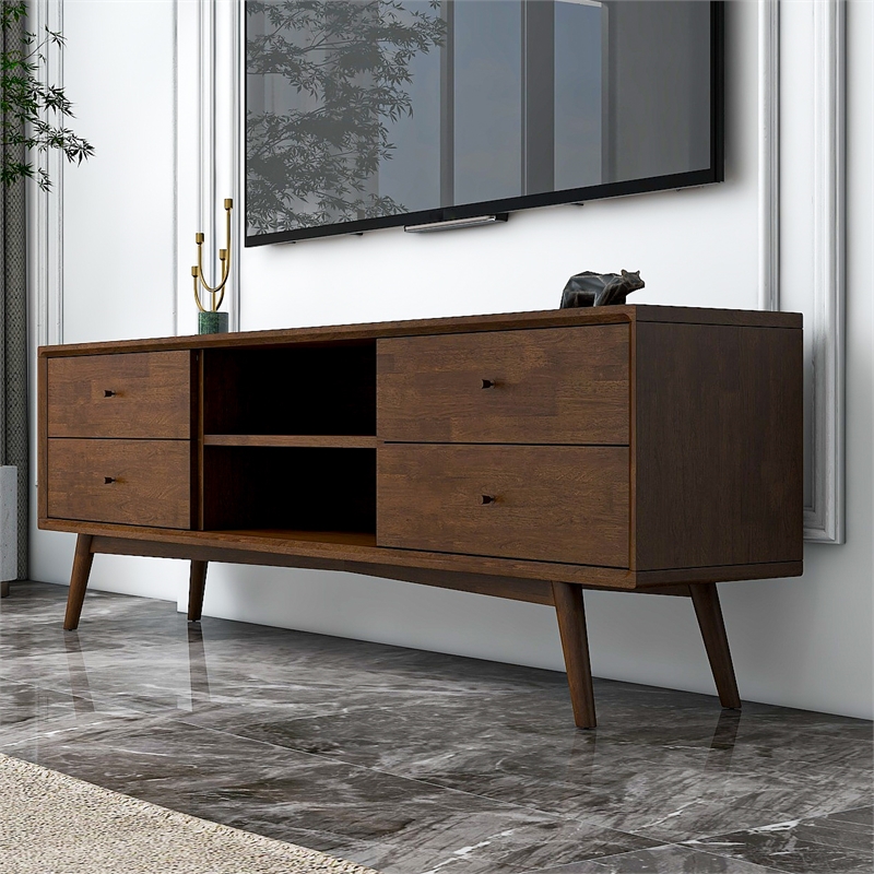 Allora Mid-Century 6-Storage Cabinet Wood TV Stand for TVs up to 65