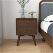 Allora Mid-Century Modern Solid Wood 2-drawer Night Stand in Brown