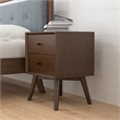 Allora Mid-Century Modern Solid Wood 2-drawer Night Stand in Brown