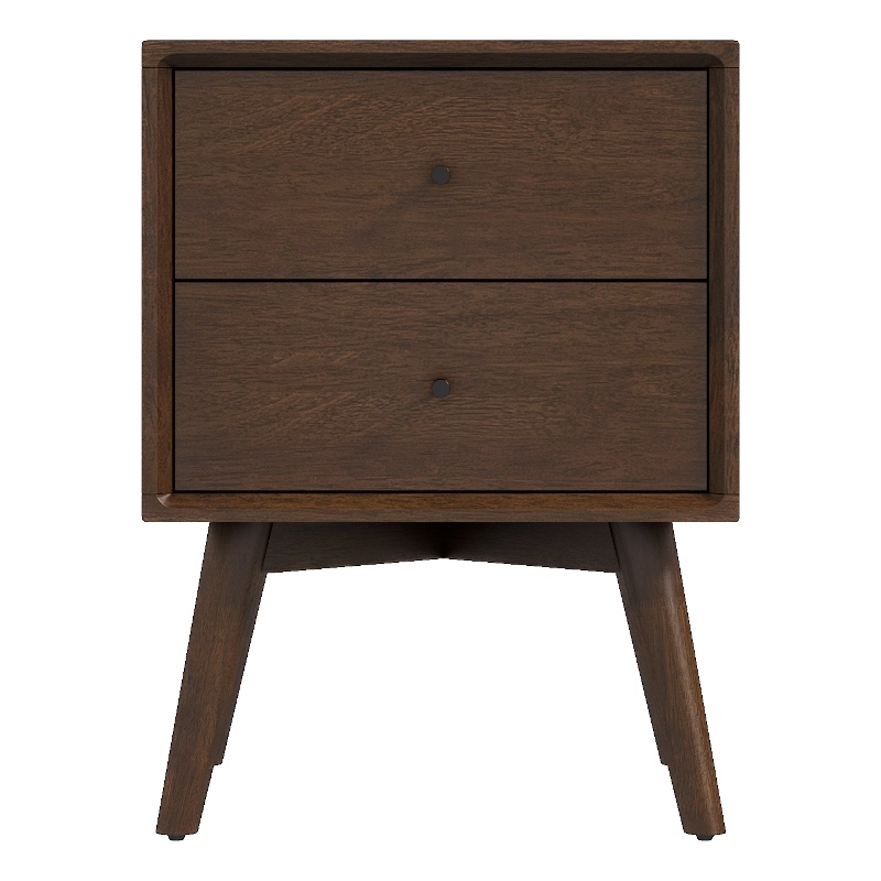 Allora Mid-Century Modern Solid Wood 2-drawer Night Stand in Brown