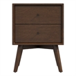 Allora Mid-Century Modern Solid Wood 2-drawer Night Stand in Brown