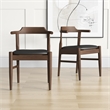 Allora Faux Leather & Wood Dining Chair in Black/Walnut (Set of 2)