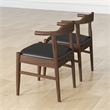 Allora Faux Leather & Wood Dining Chair in Black/Walnut (Set of 2)