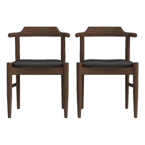 allora faux leather & wood dining chair in black/walnut (set of 2)
