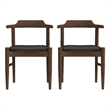 Allora Faux Leather & Wood Dining Chair in Black/Walnut (Set of 2)