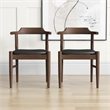 Allora Faux Leather & Wood Dining Chair in Black/Walnut (Set of 2)