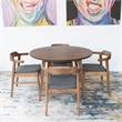 Allora 5-Piece Modern Walnut Solid Wood Dining Set with 4 Dining Chairs