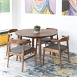 Allora 5-Piece Modern Walnut Solid Wood Dining Set with 4 Dining Chairs