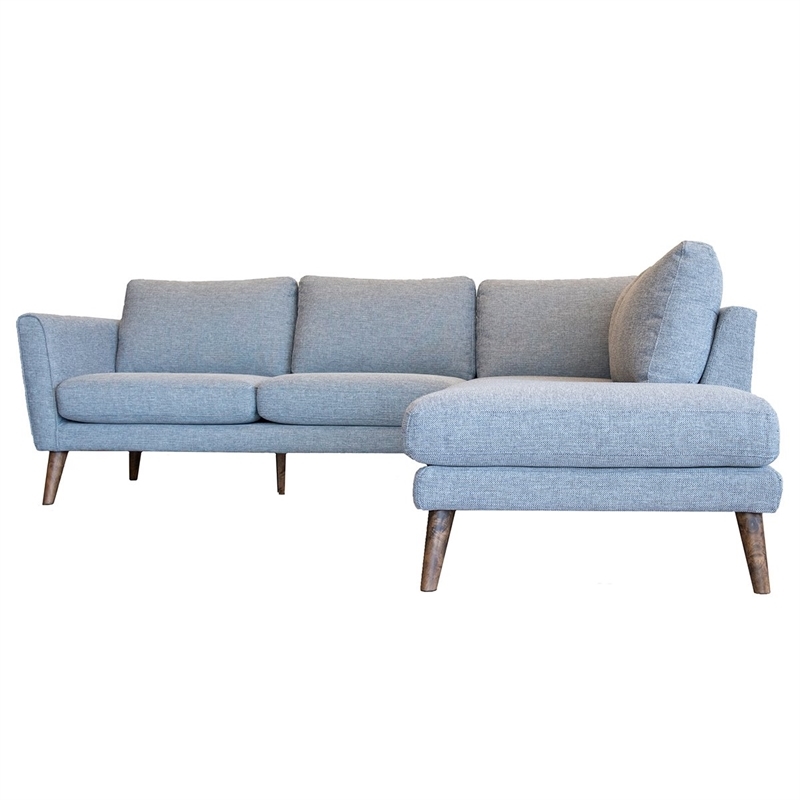 Allora Mid-Century Microfiber Pillow Back Right-Facing Sectional in Light Gray