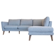 Allora Mid-Century Microfiber Pillow Back Right-Facing Sectional in Light Gray