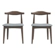 Allora Mid-Century Modern Fabric Dining Chair in Gray (Set of 2)