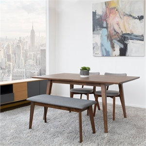 allora mid century modern wood large dining table in brown walnut