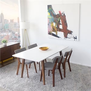 Allora Mid Century Modern Large Dining Table in White