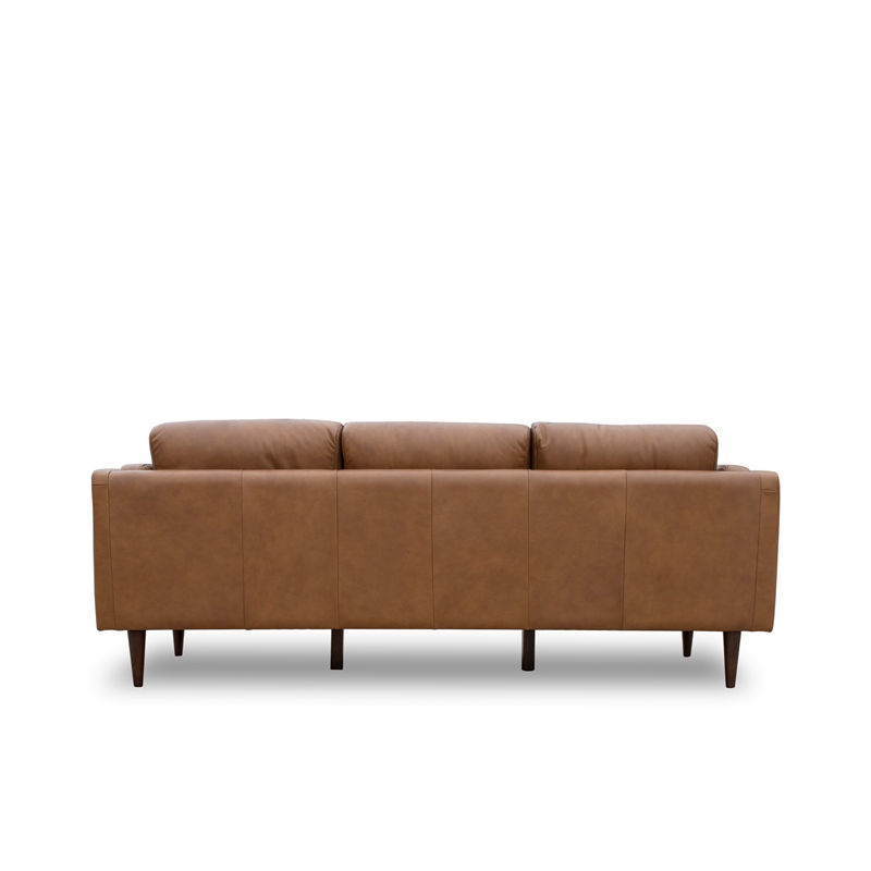 Allora Mid Century Modern Genuine Italian Leather Sofa in Brown Cymax