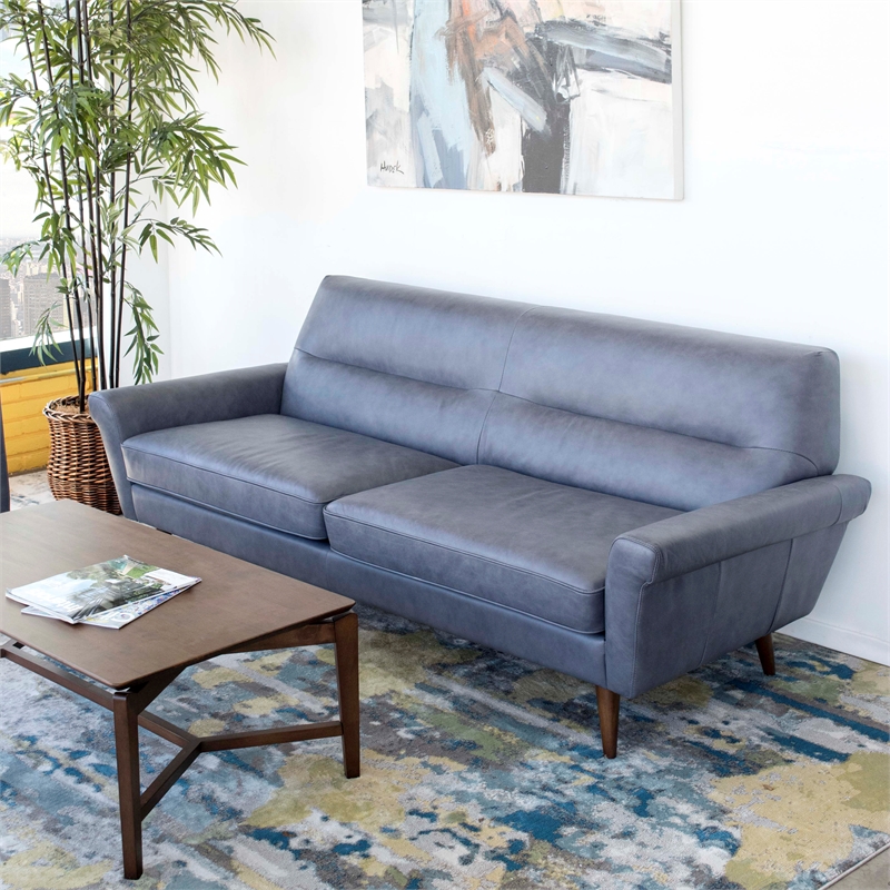 Allora Mid Century Modern Leather Sofa in Gray A51451983077