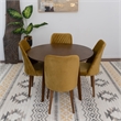 Allora Mid Century Modern Piper Walnut Brown Round Dining Table
