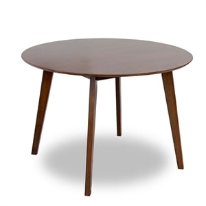 allora mid century modern piper walnut brown round dining table