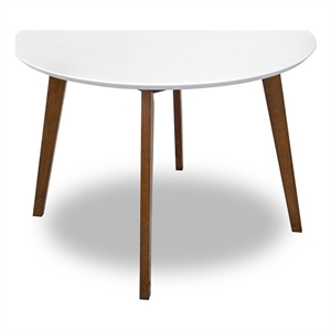 allora mid century modern dining table in white and walnut