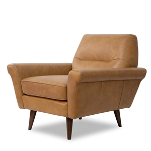 Allora Mid Century Modern Leather Lounge Chair in Cognac Tan