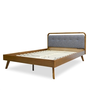 Allora Mid Century Modern Fabric Platform Bed in Gray