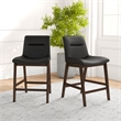 Allora Faux Leather Upholstered Counter Stool in Black (Set of 2)