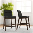 Allora Faux Leather Upholstered Counter Stool in Black (Set of 2)