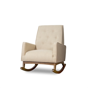 allora mid century modern twill rocking chair in beige