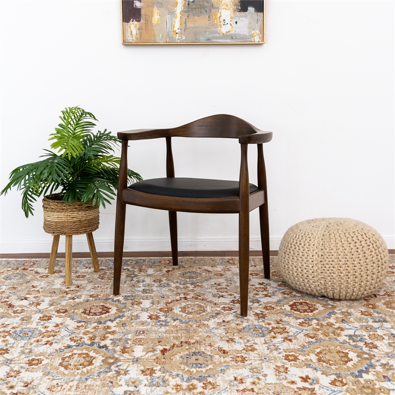 Allora Faux Leather Upholstered Dining Chair in Black/Walnut