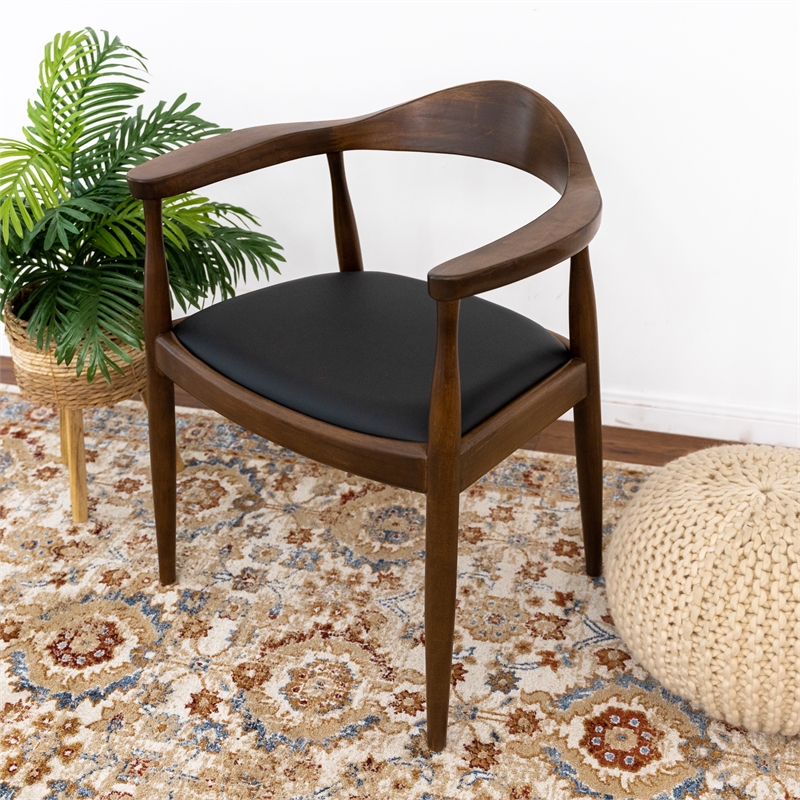 Allora Faux Leather Upholstered Dining Chair in Black/Walnut
