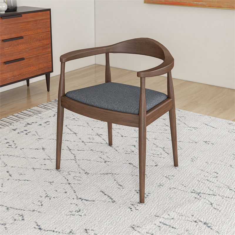 Allora Fabric Upholstered Dining Chair in Gray/Walnut Frame (Set of 2)