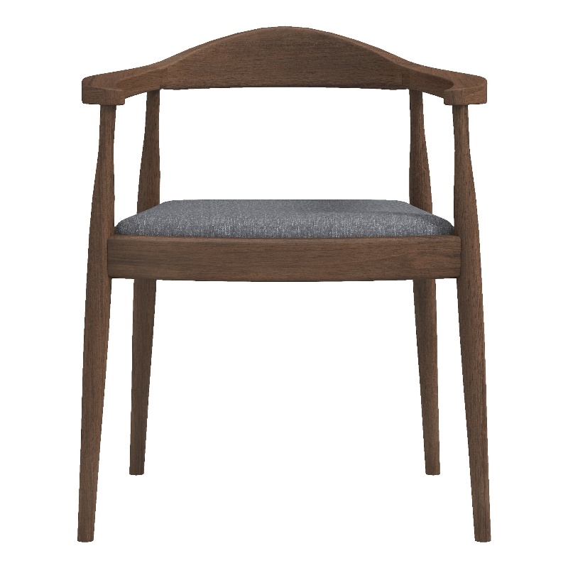 Allora Fabric Upholstered Dining Chair in Gray/Walnut Frame (Set of 2)