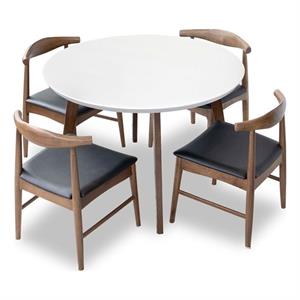 allora mid century 5 piece fabric dining chair set