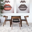 Allora Mid Century Modern 5 Piece Fabric Dining Chair Set in White Black