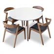 Allora Mid Century Modern 5 Piece Fabric Dining Chair Set in White Black