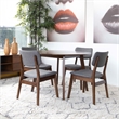Allora Mid Century Modern 5 Piece Fabric Dining Chair Set in Walnut