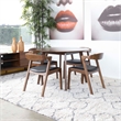 Allora Mid Century 5 Piece Fabric Dining Chair Set in Walnut Black