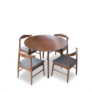 allora modern 5 piece fabric dining chair set in walnut