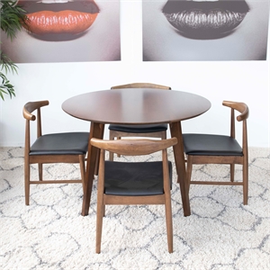 Allora Modern 5 Piece Fabric Dining Chair Set in Walnut