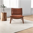 Allora Mid-Century Wood/Leather Accent Chair in Cognac Tan/Walnut