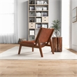 Allora Mid-Century Wood/Leather Accent Chair in Cognac Tan/Walnut